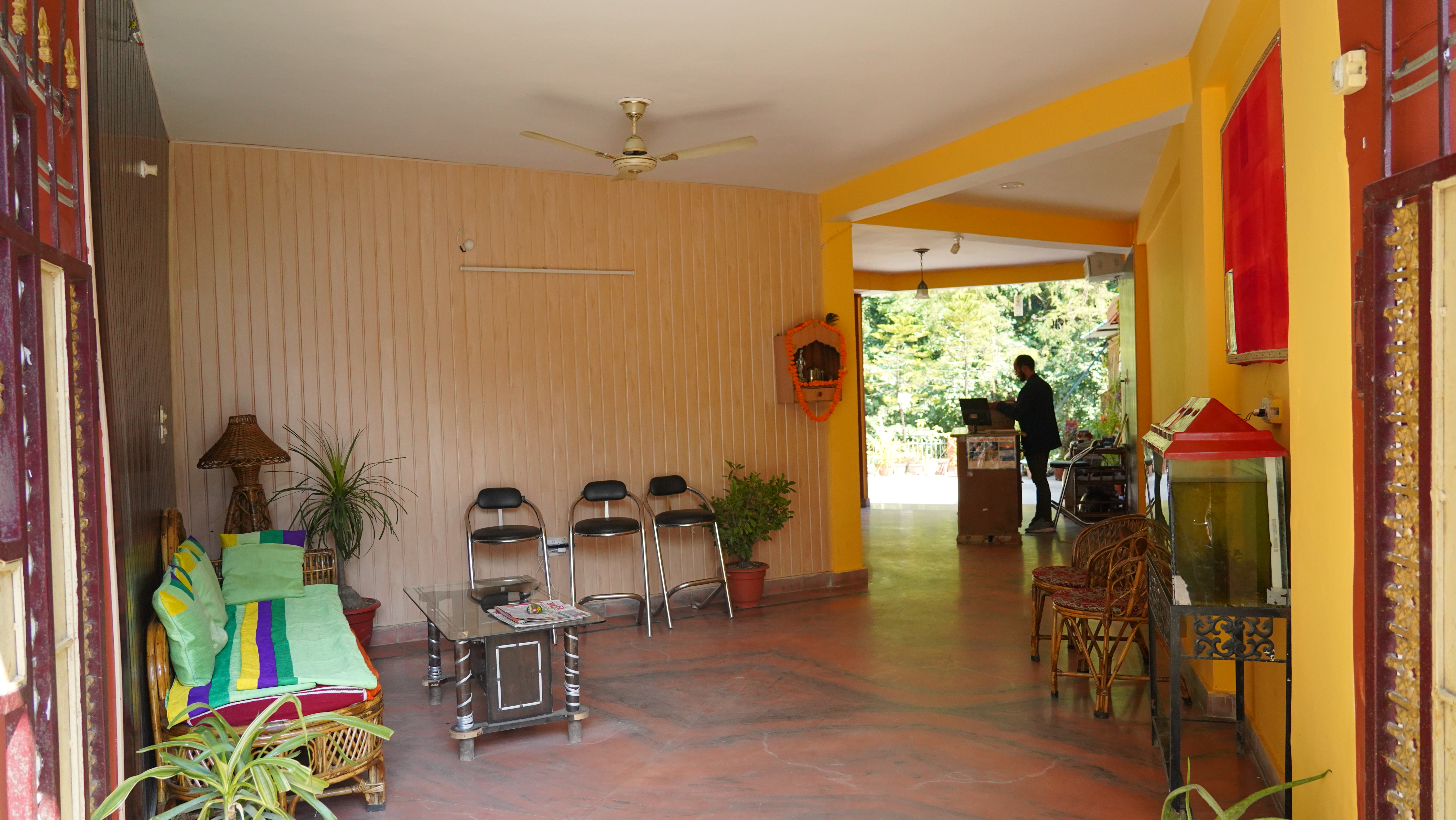 Ashram lobby and seating